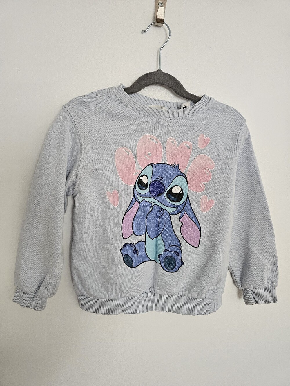 🧸2/20$ H&M Disney Lilo & Stitch Crewneck Sweater Girl Size 5T Baby Blue